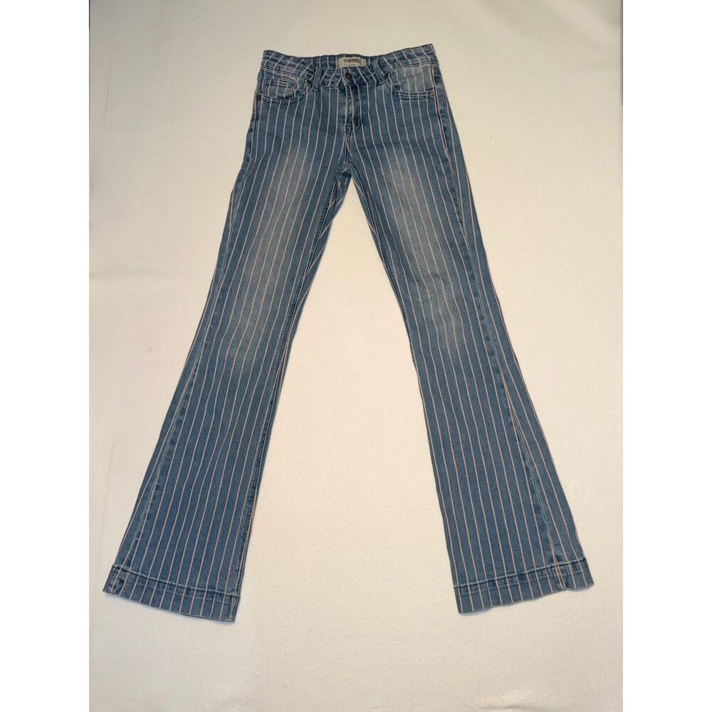 Rock & roll denim girls striped flare trouser with adjustable waistband - Picture 15 of 16